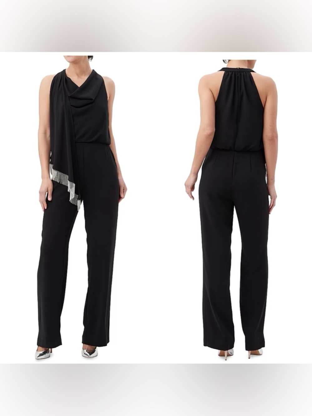NWT Trina Turk Momo Fringe Sleeveless Jumpsuit in black size 6